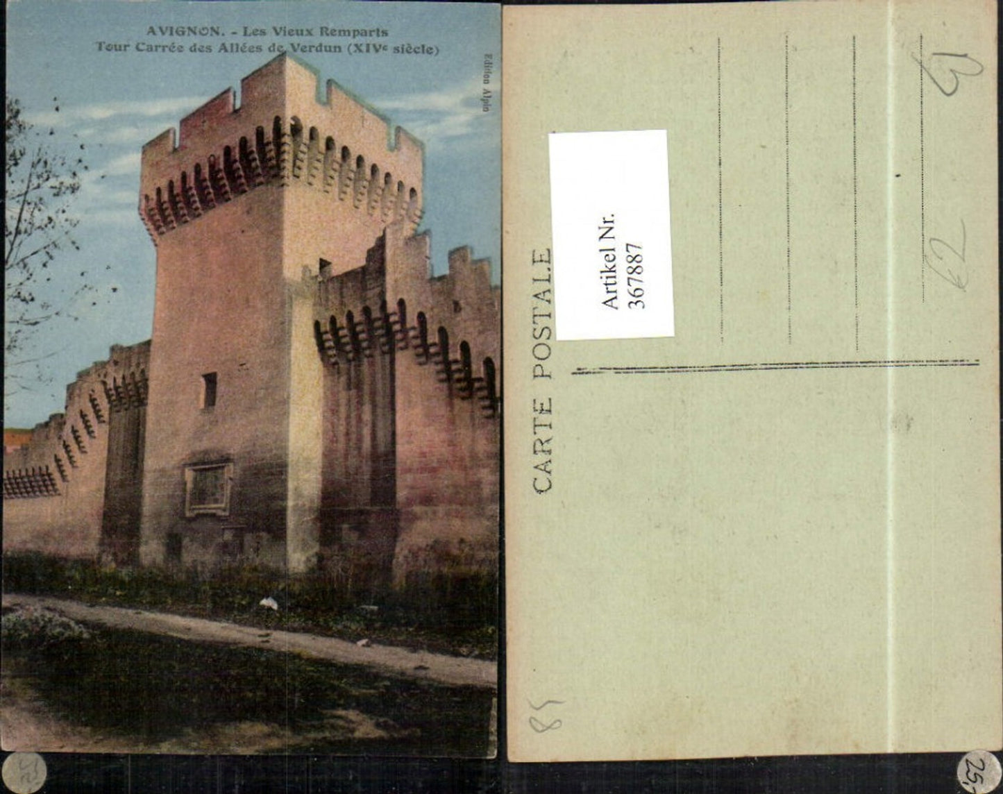 367887,Provence-Alpes-Cote-Azur Vaucluse Avignon Remparts Tour Carree des Allees de Verdun