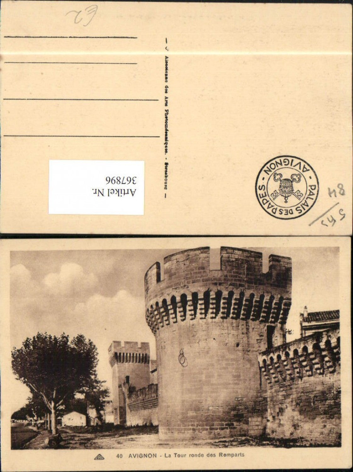 367896,Provence-Alpes-Cote-Azur Vaucluse Avignon La Tour ronde des Remparts Stadtmauer Turm
