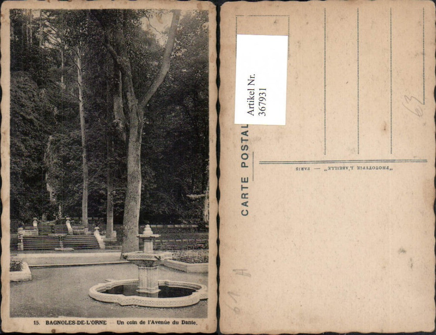 367931,Bassen-Normandie Orne Bagnoles-de-l'Orne A coin de l'Avenue du Dante fountain