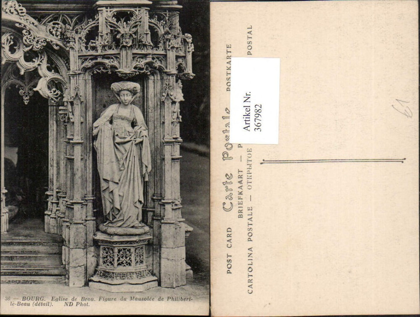 367982,Rhone-Alpes Ain Bourg-en-Bresse Eglise de Brou Figure Mausolee Philibert-le-Beau Statue