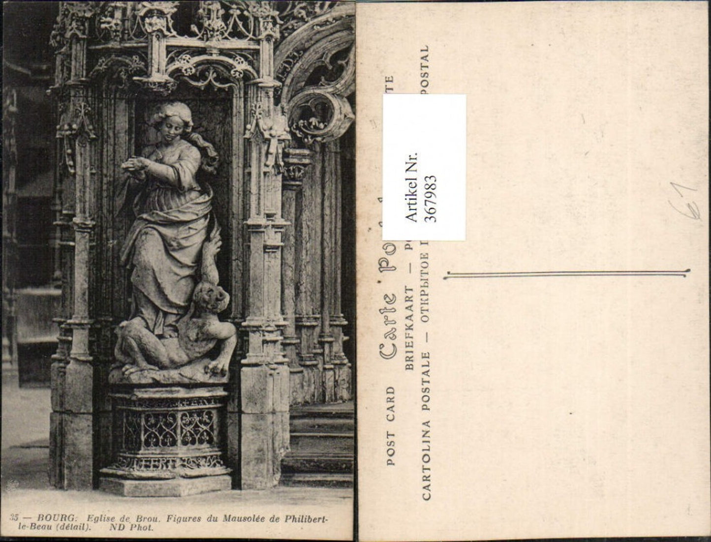 367983,Rhone-Alpes Ain Bourg-en-Bresse Eglise de Brou Figures Mausolee Philibert-le-Beau Statue