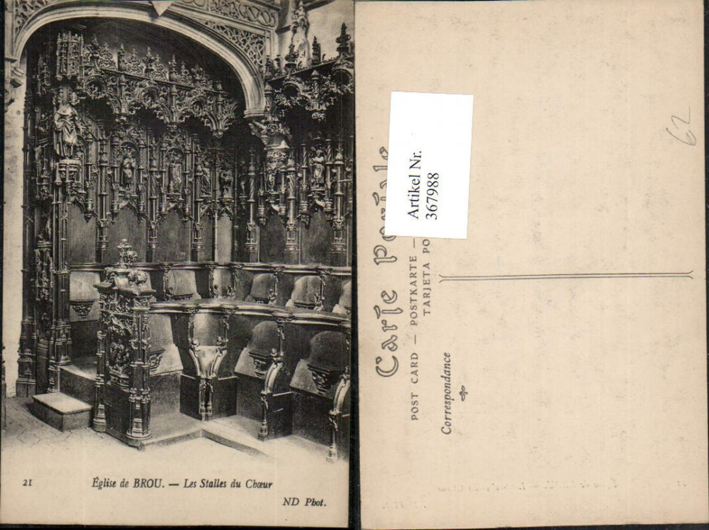 367988,Rhone-Alpes Ain Bourg-en-Bresse Eglise de Brou Les Stalles du Choeur Kirche Chor