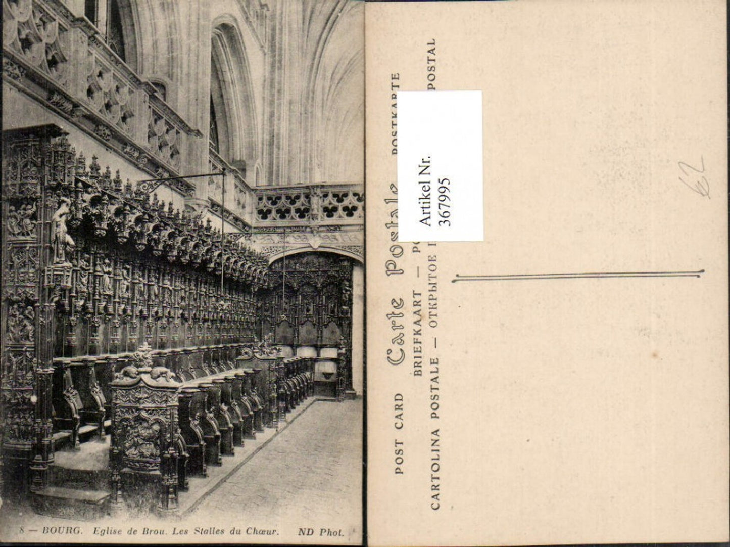 367995,Rhone-Alpes Ain Bourg-en-Bresse Eglise de Brou Stalles du Choeur Kirche Chor