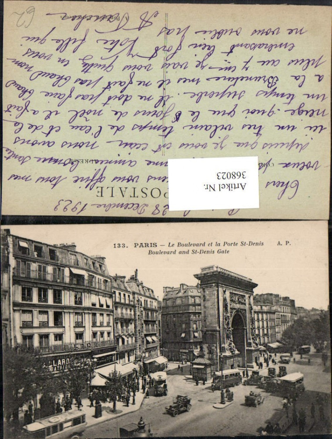 368023,Ile-de-France Paris Boulevard et la Porte St-Denis Tor Geschäfte