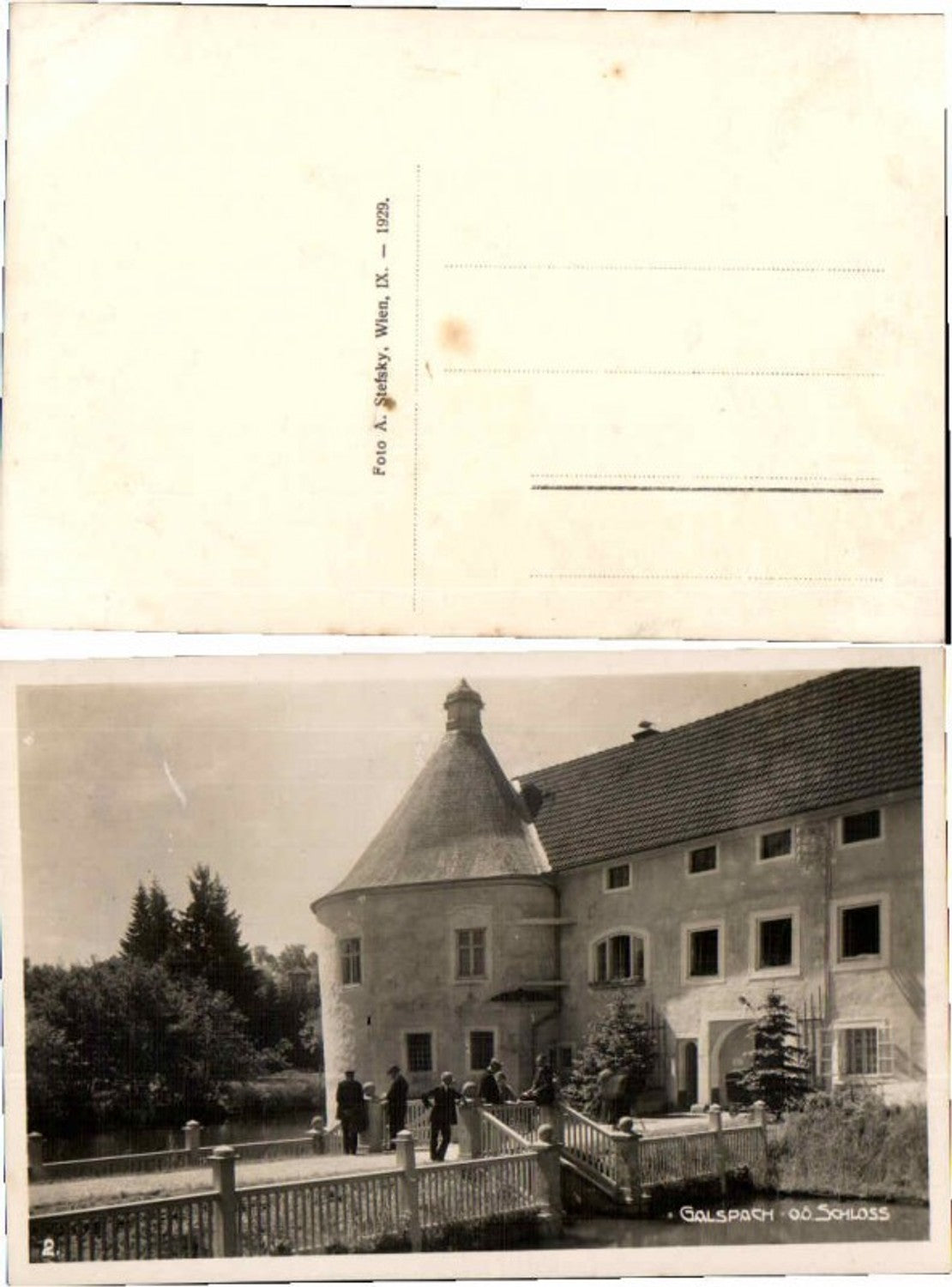 66762, photo postcard Gallspach, people at the castle
