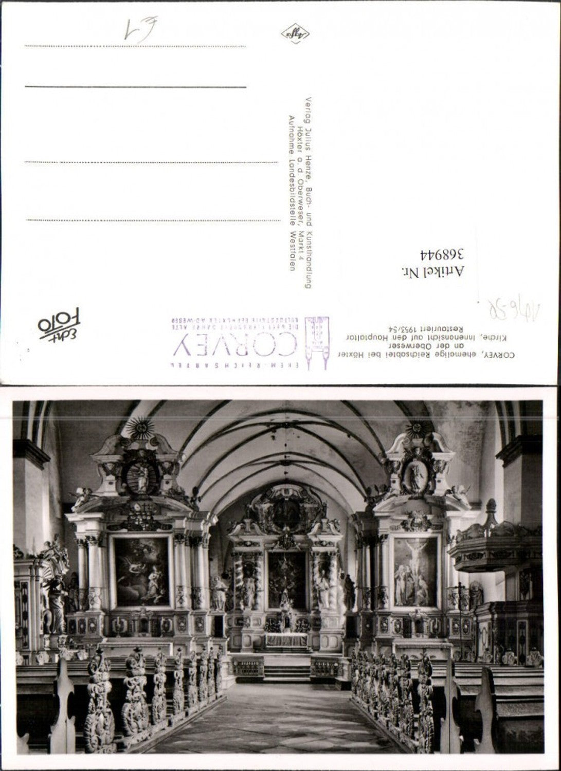 368944,Kloster Abtei Corvey b. Höxter an d. Oberweser Kirche Innenansicht
