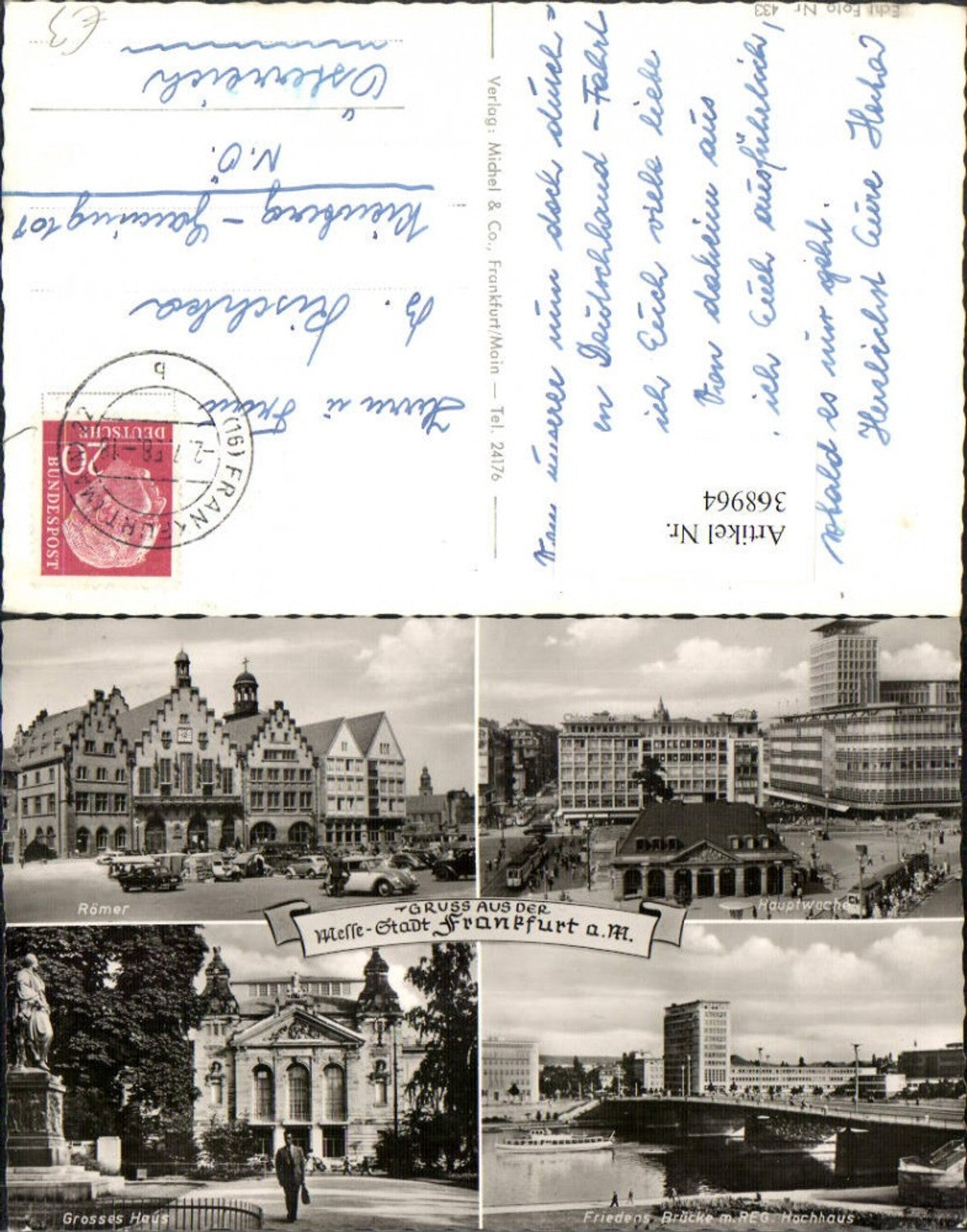 368964,Frankfurt am Main Römer Hauptwache Großes Haus Friedens-Brücke Mehrbildkarte