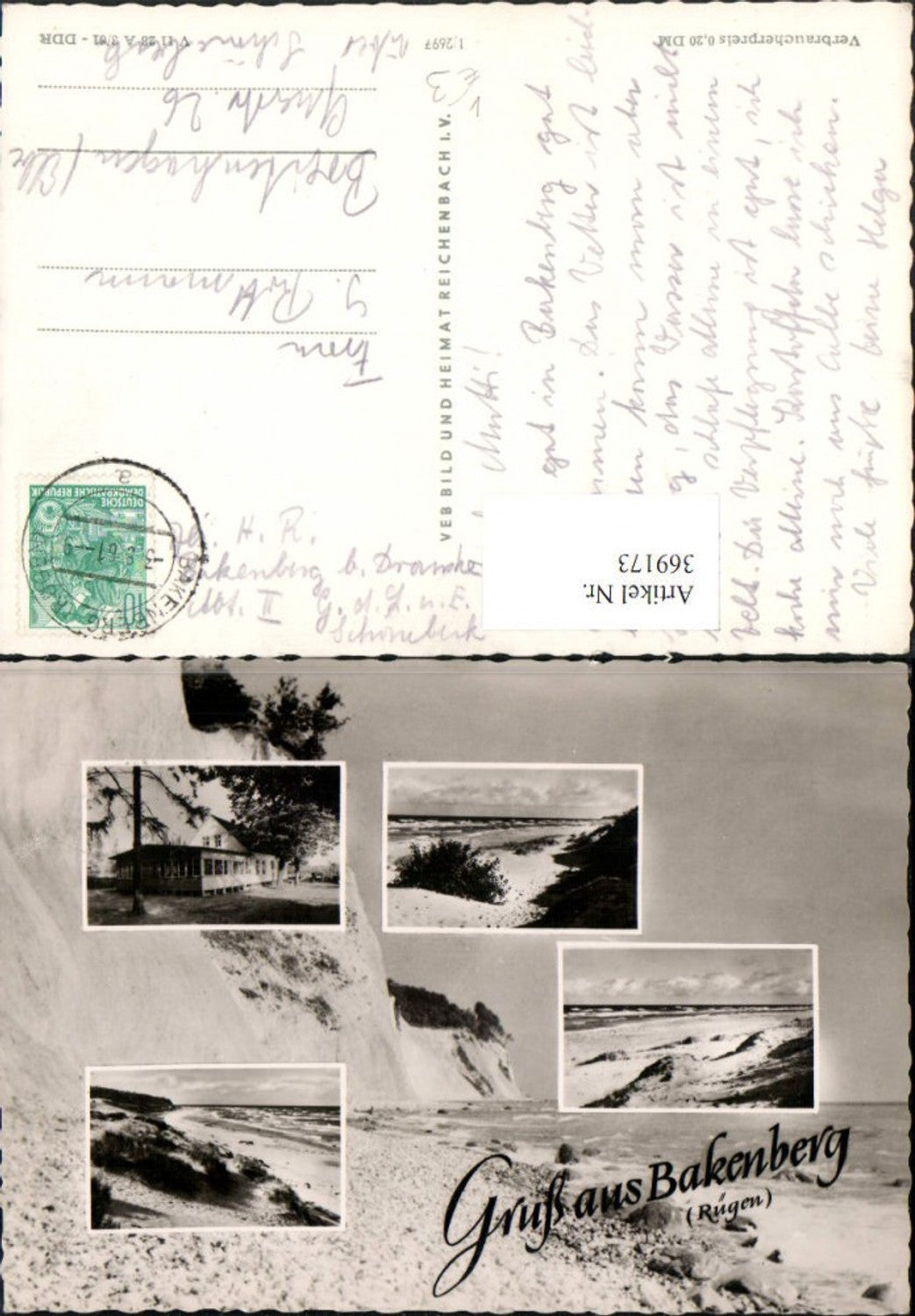 369173,Gruß aus Bakenberg auf Rügen Strand Küste Mehrbildkarte pub VEB
