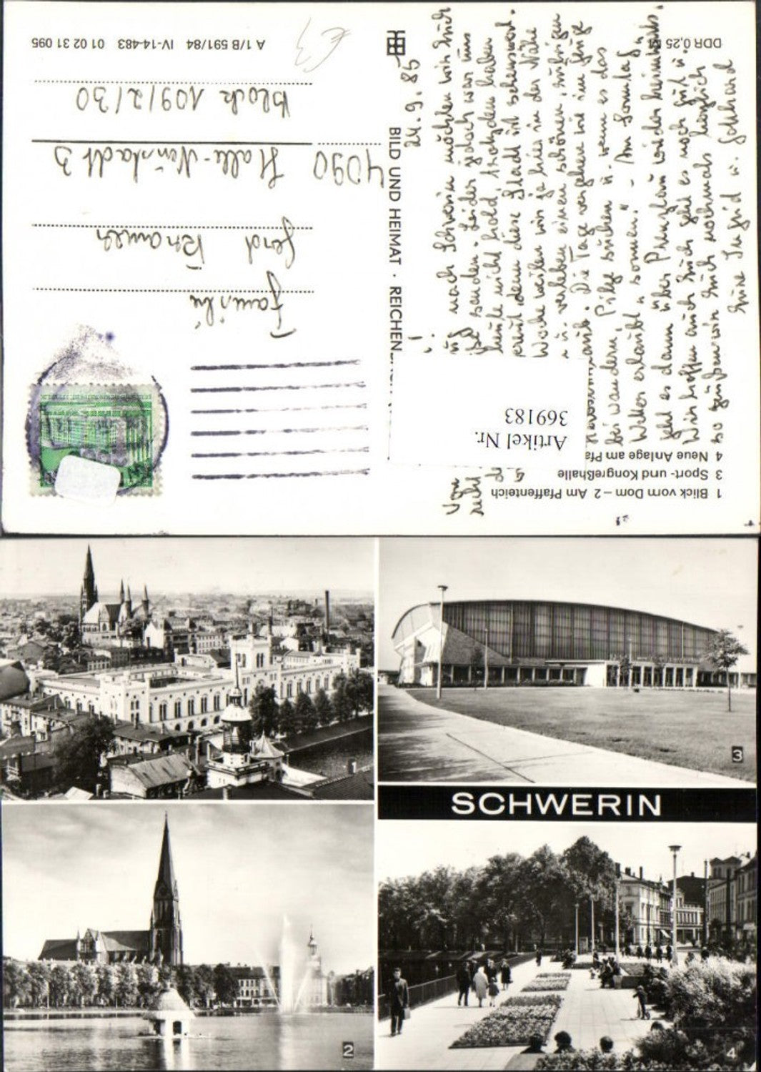 369183,Schwerin Teilansicht Kongresshalle Kirche Mehrbildkarte