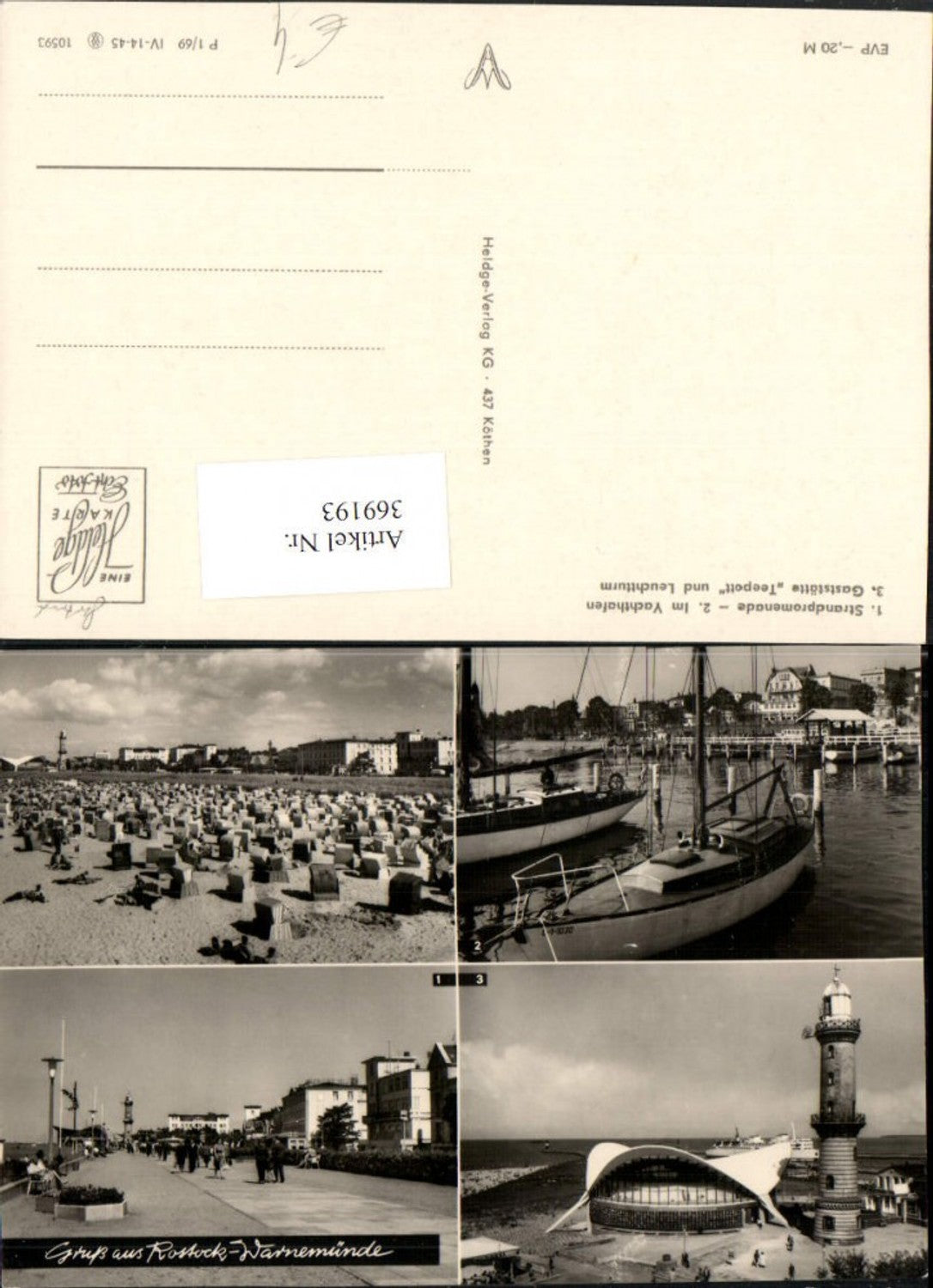 369193,Rostock Warnemünde Promenade Strand Strandleben Leuchtturm Mehrbildkarte