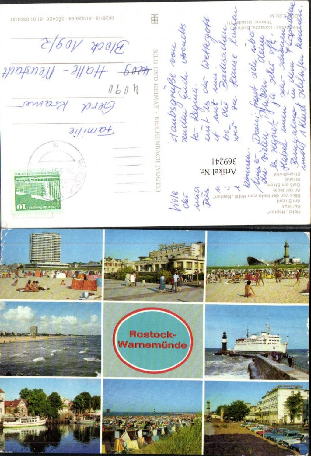 369241,Rostock Warnemünde Hotel Neptun Dampfer Strand Mole Mehrbildkarte