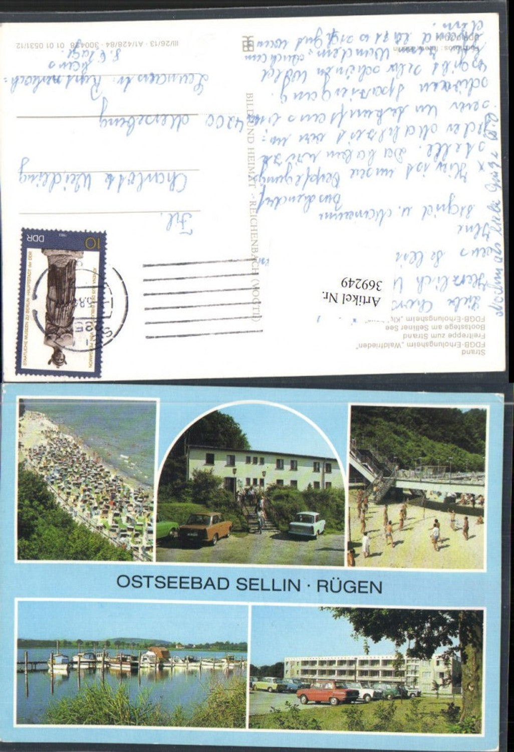 369249,Ostseebad Sellin auf Rügen Strand Strandleben Bootssteg Mehrbildkarte