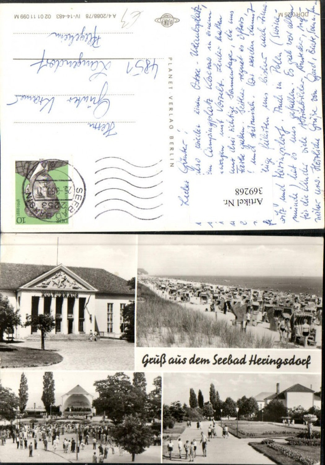 369268,Seebad Heringsdorf Strand Strandleben Kulturhaus Musikpavillon Mehrbildkarte