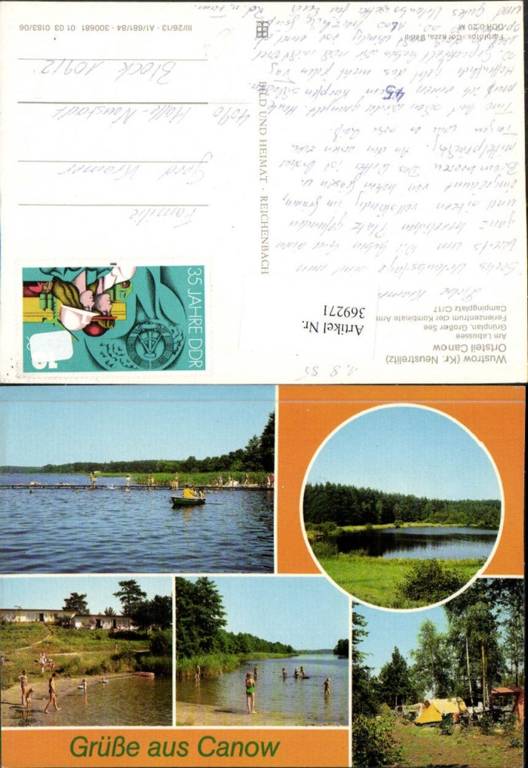 369271,Wustrow Canow Labussee Großer See Ufer Camping Mehrbildkarte