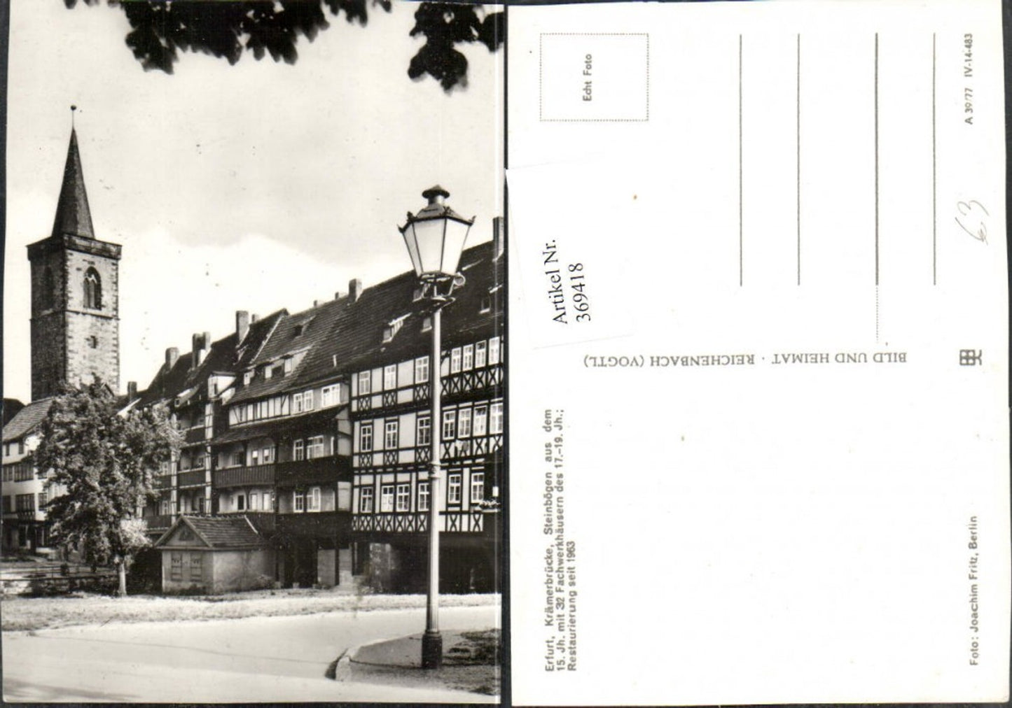 369418, Erfurt Krämerbrücke with half-timbered houses and church tower