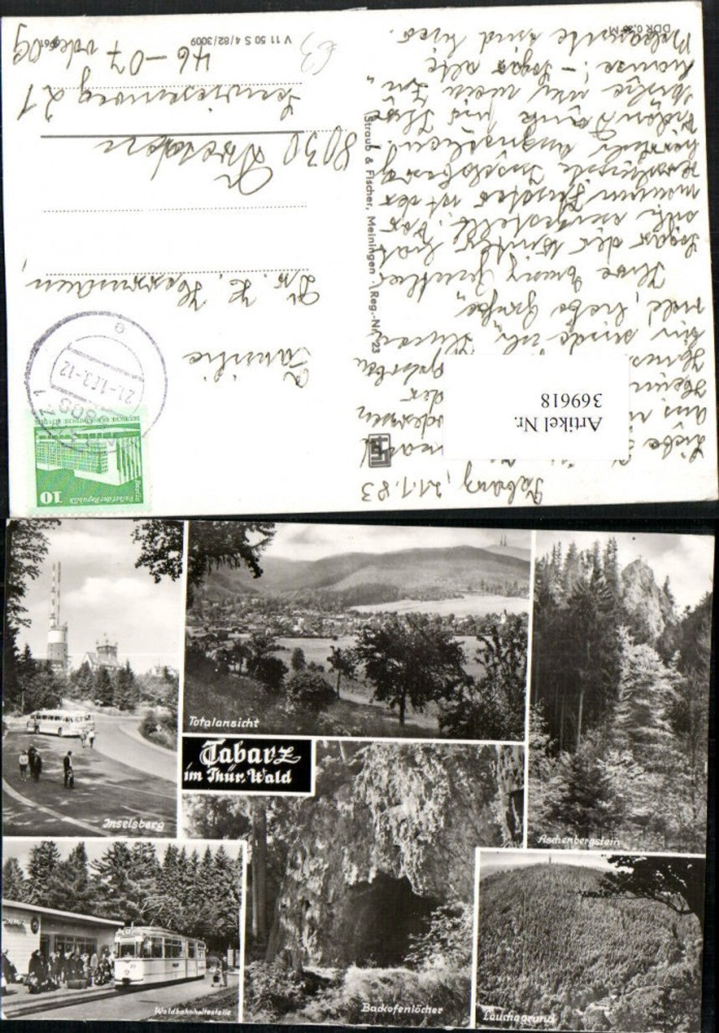369618,Tabarz Totale Inselsberg Waldbahn Linie 4 Nr. 213 Haltestelle Mehrbildkarte