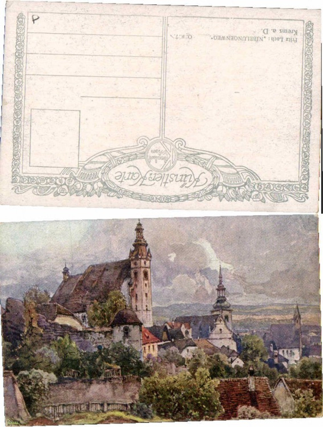 68381,Krems a.d. Donau Fritz Lach sign. Künstlerkarte
