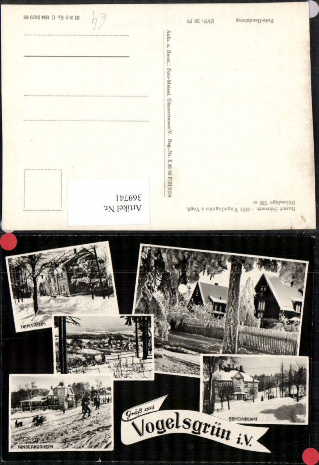 369741,Vogelsgrün im Vogtland Totale Kinderkurheim Gemeindeamt Winterbilder Mehrbildkarte