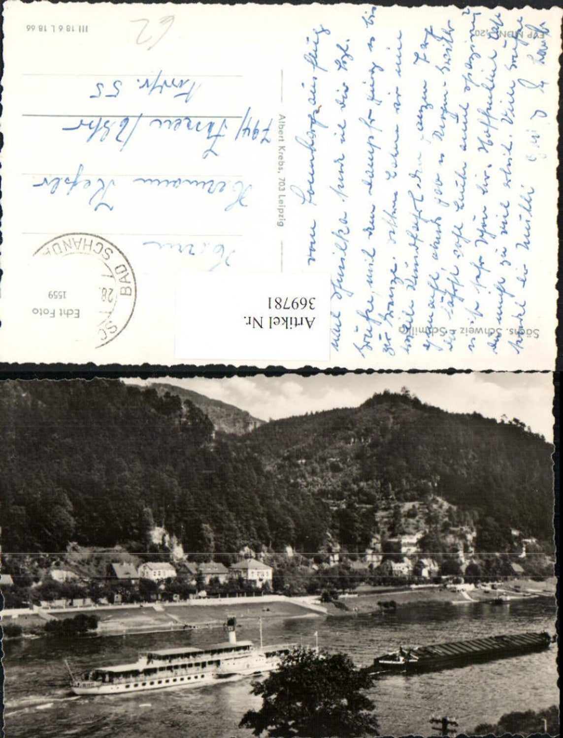 369781,Sächsische Schweiz Schmilka Teilansicht Dampfer