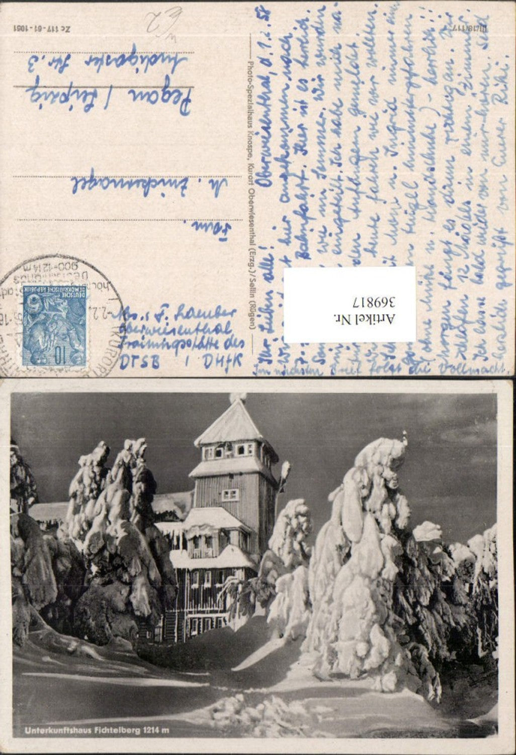 369817,Oberwiesenthal Fichtelberg Unterkunftshaus Winterbild