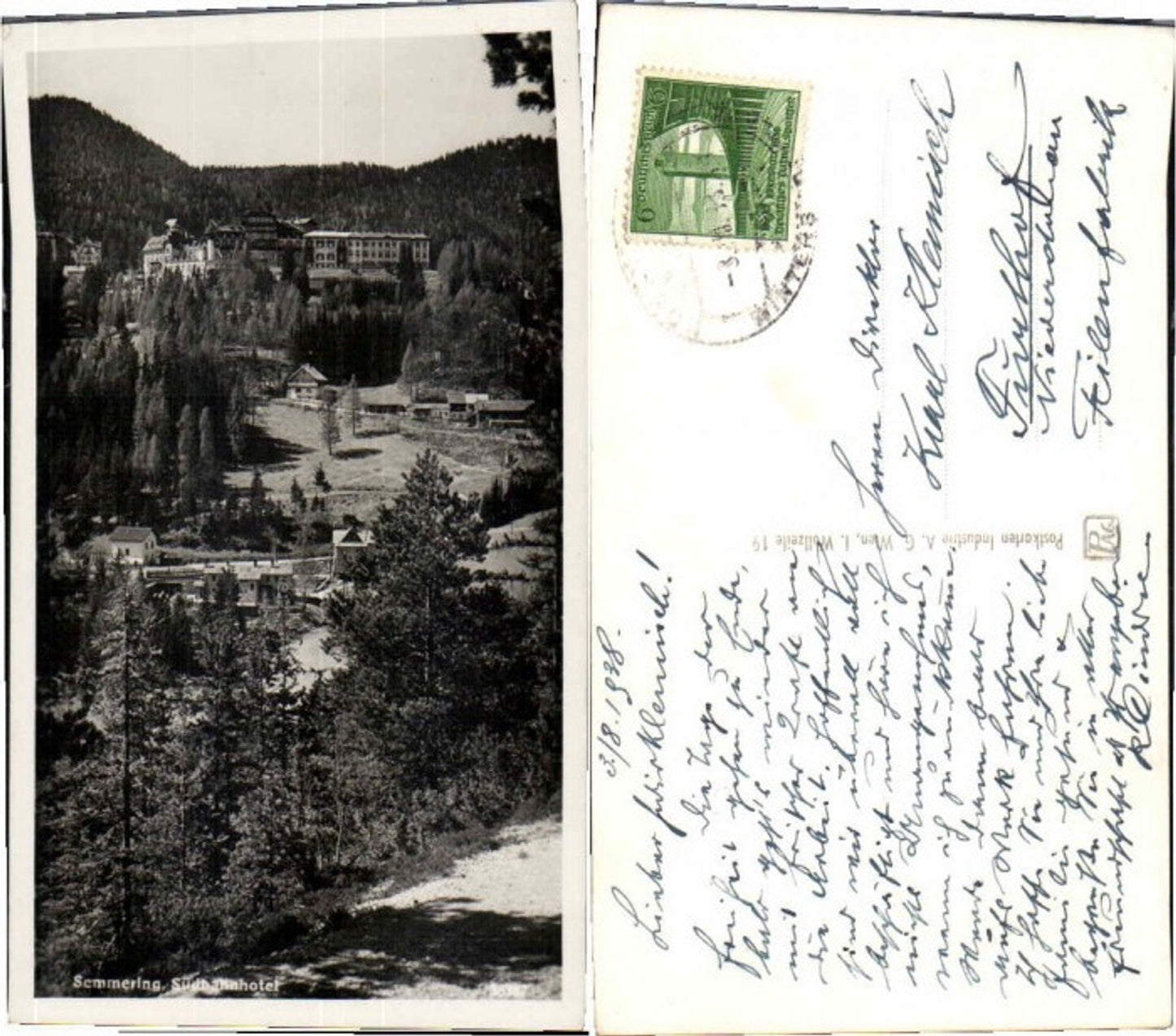 68527,Semmering Südbahnhotel Partie zum Hotel 1937