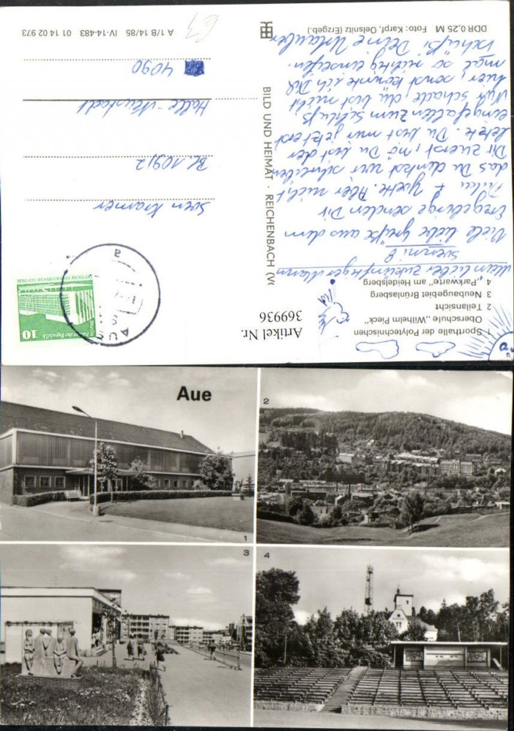 369936,Aue Teilansicht Sporthalle der Polytechnischen Oberschule Parkwarte Mehrbildkarte