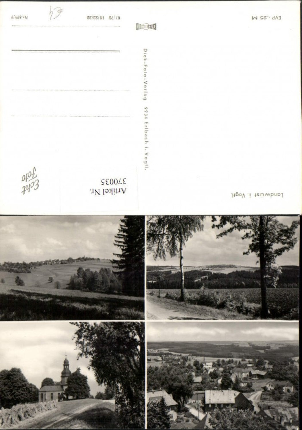 370035,Landwüst im Vogtland Totale Kirche Landschaft Mehrbildkarte