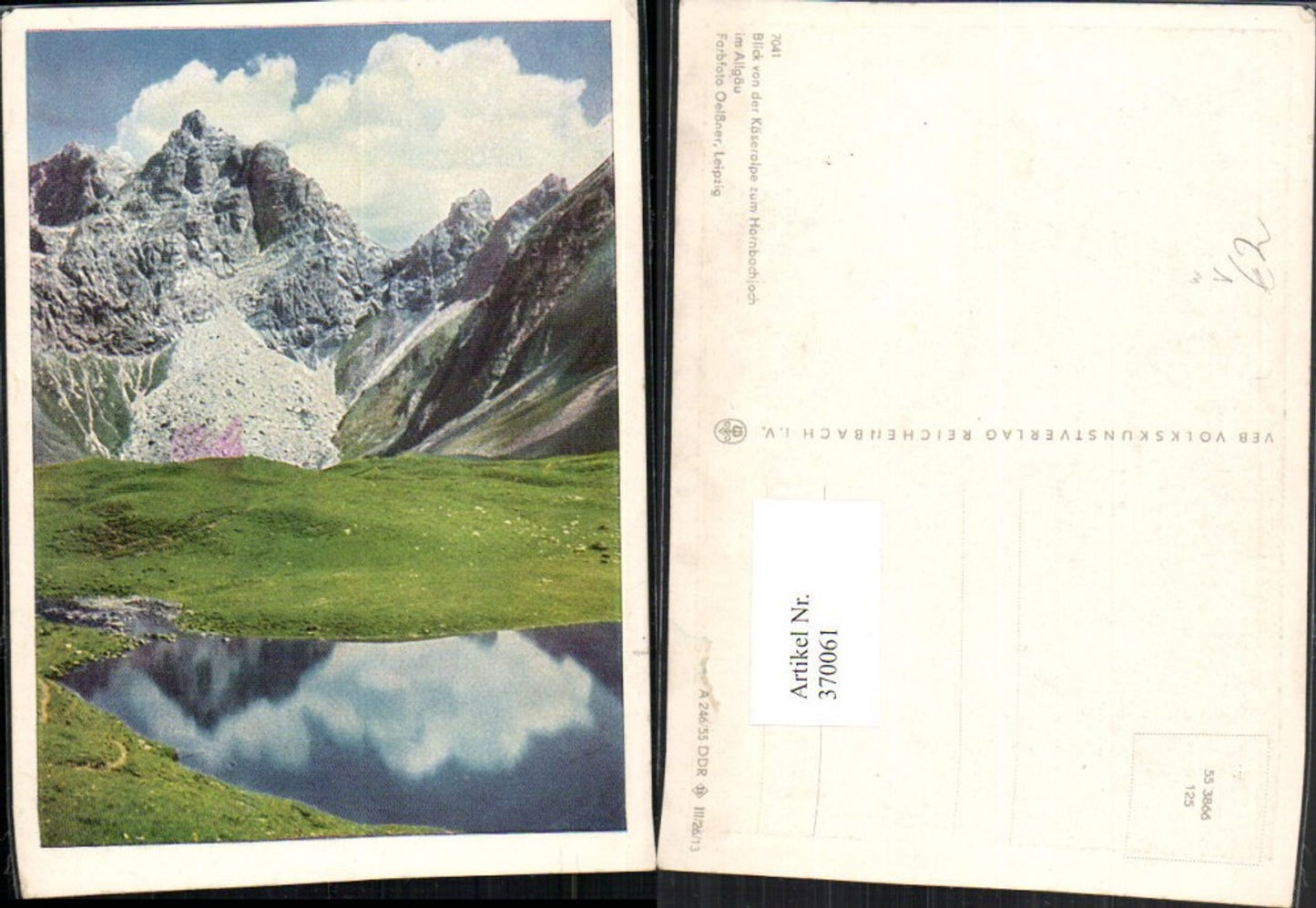 370061,Blick von d. Käseralpe zum Hornbachjoch b. Oberstdorf Bergkulisse pub VEB