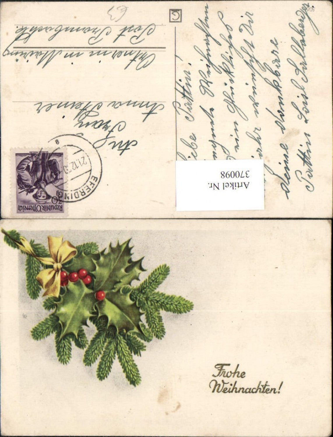 370098,Weihnachten Tannenzweig Stechpalme Schleife