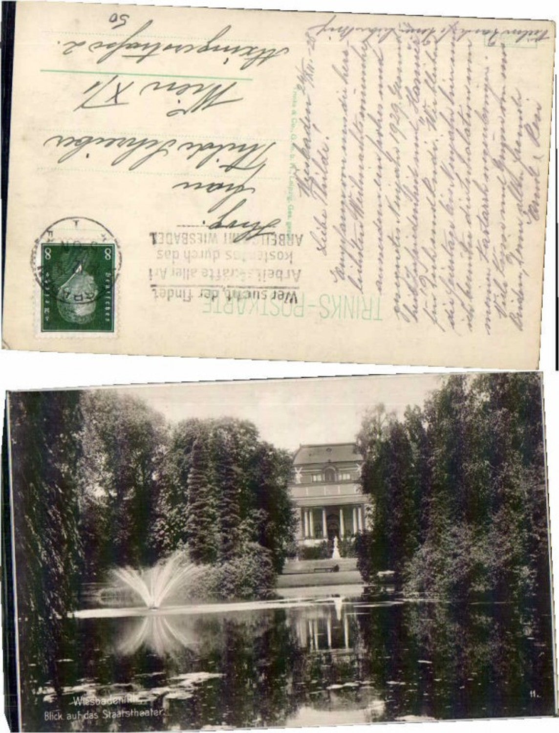69160,Wiesbaden Staatstheather Fotokarte 1925