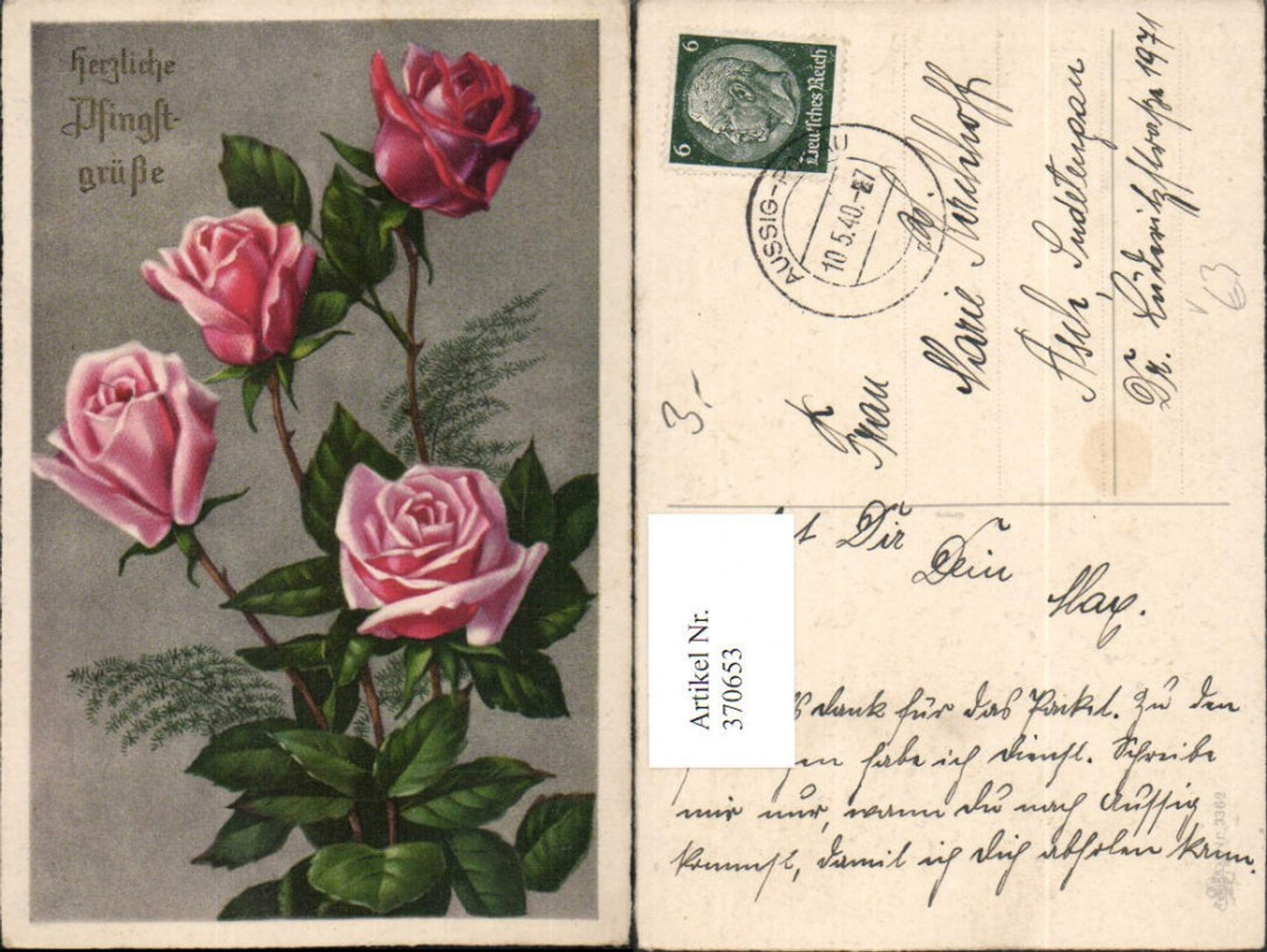 370653,Künstler AK Pfingsten Rosen pub Erika 3362