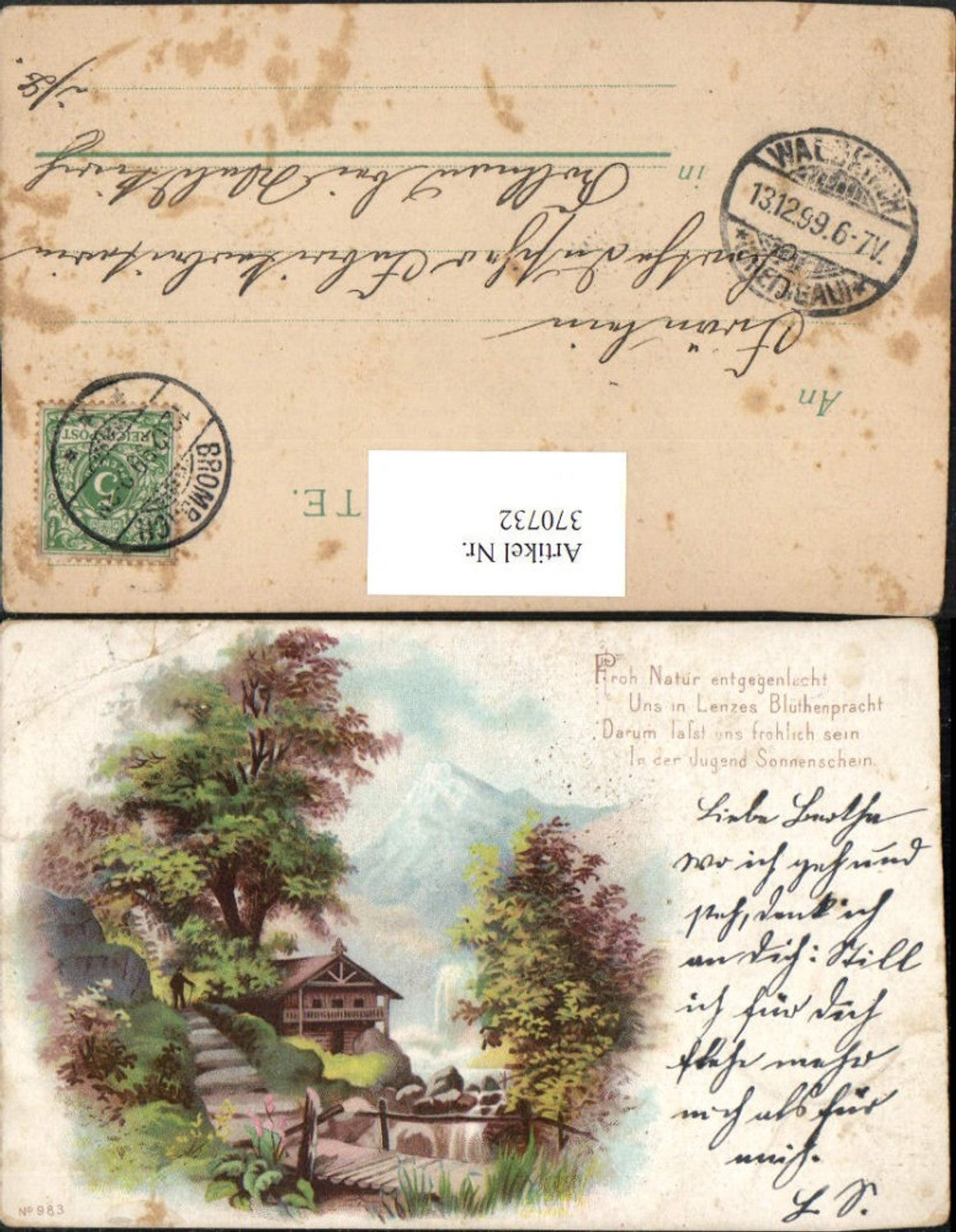 370732, Artist AK Landscape House Mountain Scenery Saying Text