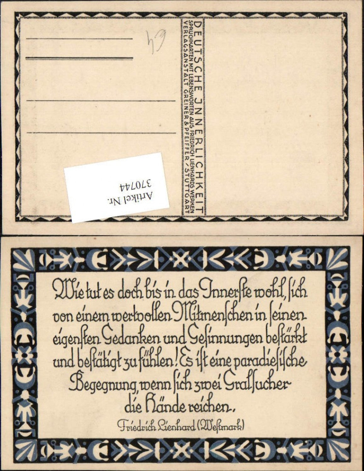 370744,Gedicht Spruch Zitat von Friedrich Lienhard Westmark Rahmen Ornamente