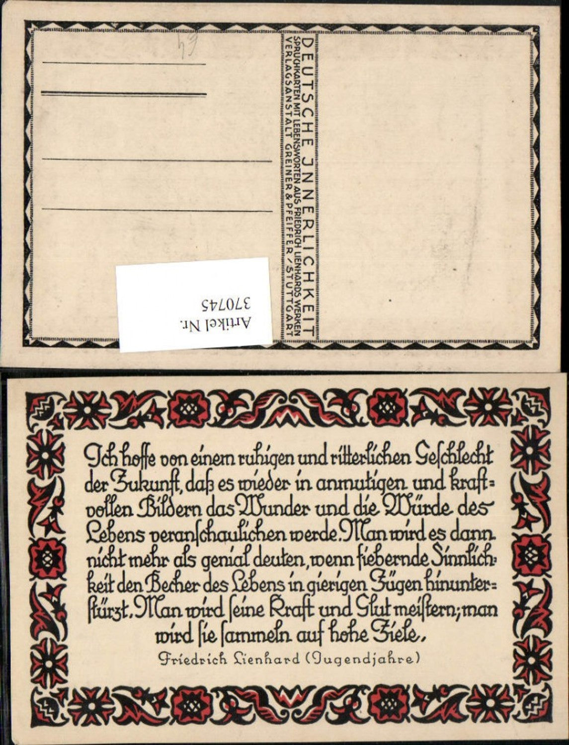 370745,Gedicht Spruch Zitat von Friedrich Lienhard Jugendjahre Rahmen Ornamente