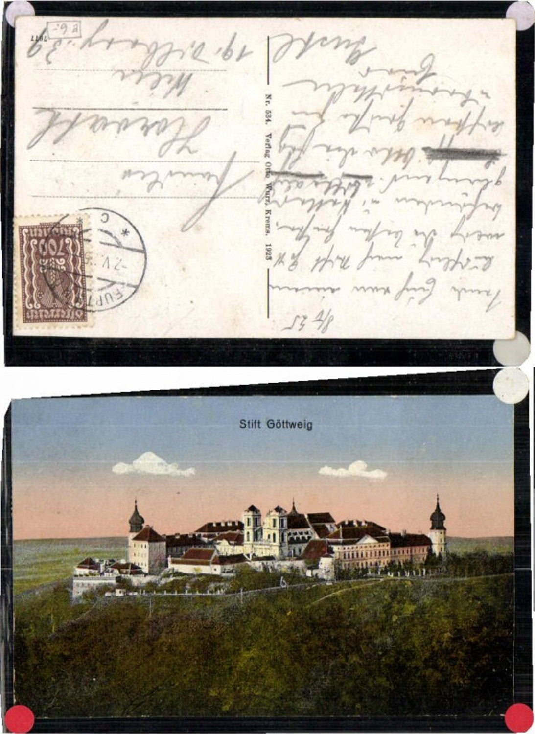 69470,Stift Göttweig bei Furth Krems COLOR 1923 pub O. Wurz 534
