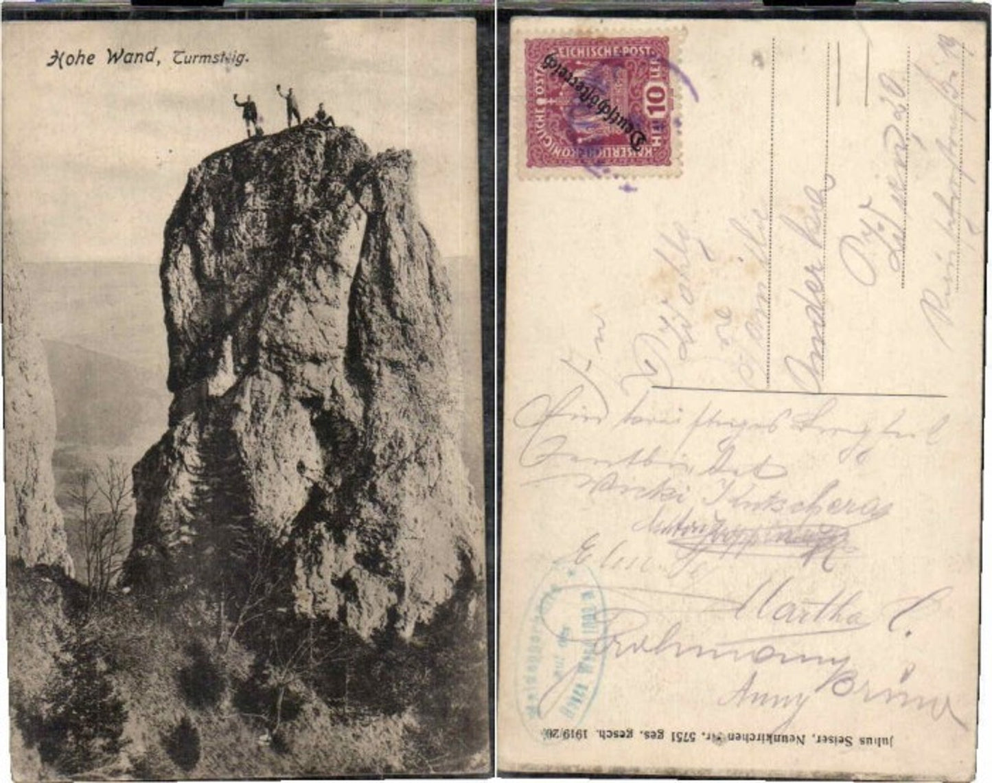 69490,Hohe Wand Stollhof Kletterer am Turmsteig 1919