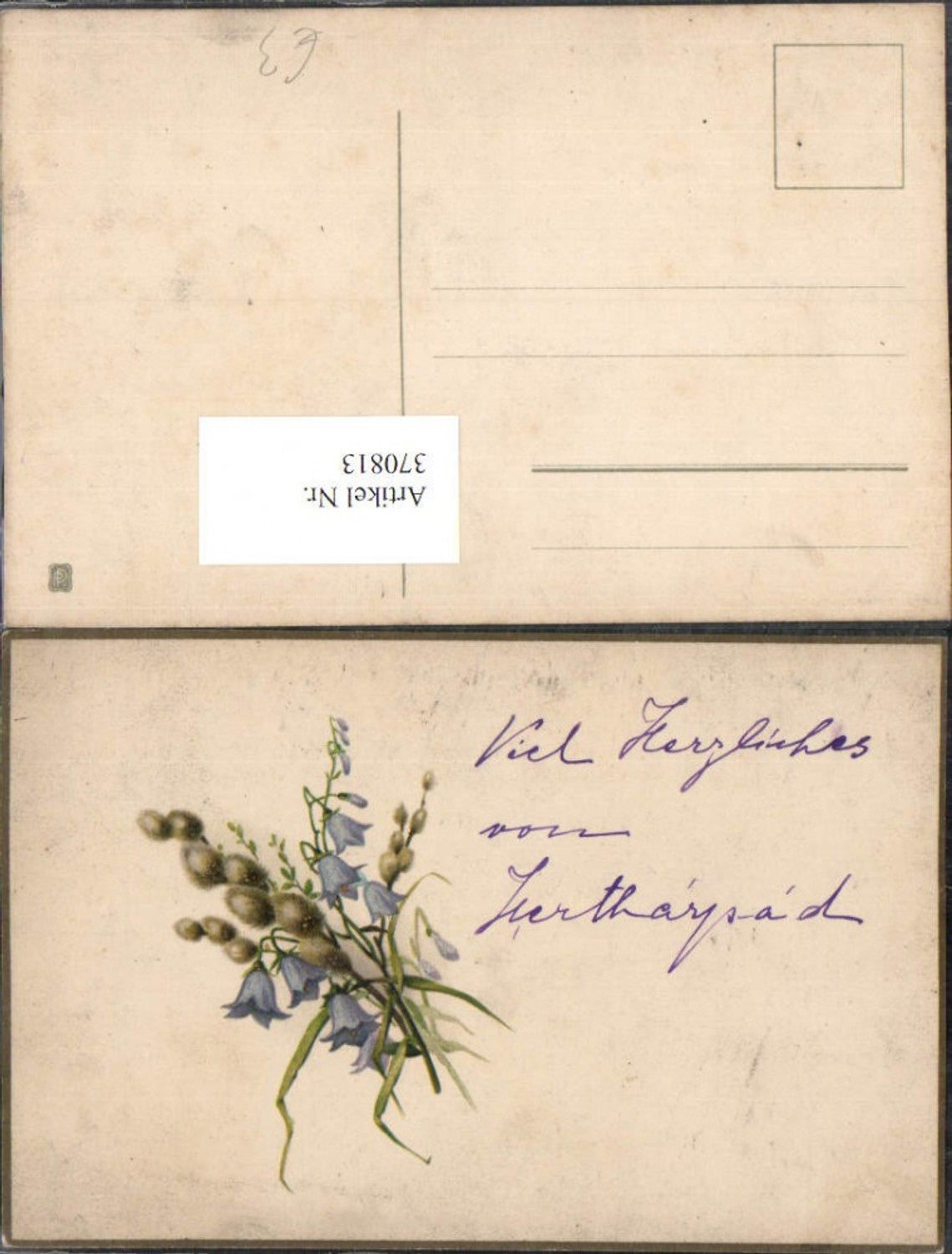 370813, Artist AK Pussy Willows Bellflowers