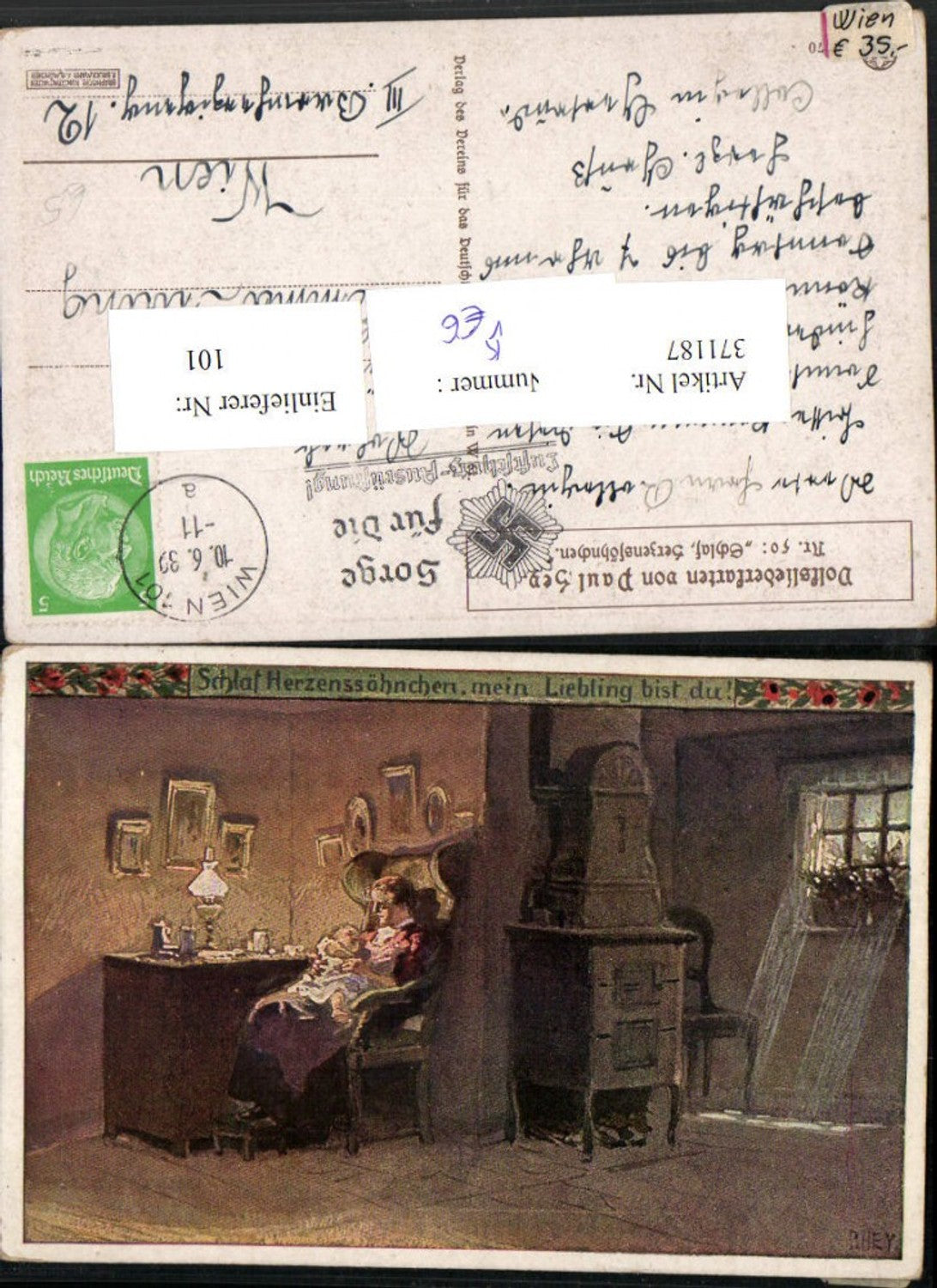 371187,Künstler AK Paul Hey Volksliedkarte 50 Propaganda Stempel Sorge Luftschutz-Ausübung pub VDA