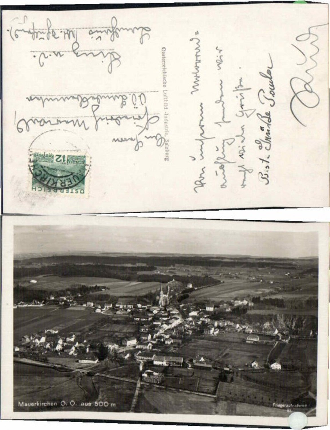 70395, Aerial photograph of Mauerkirchen 1930
