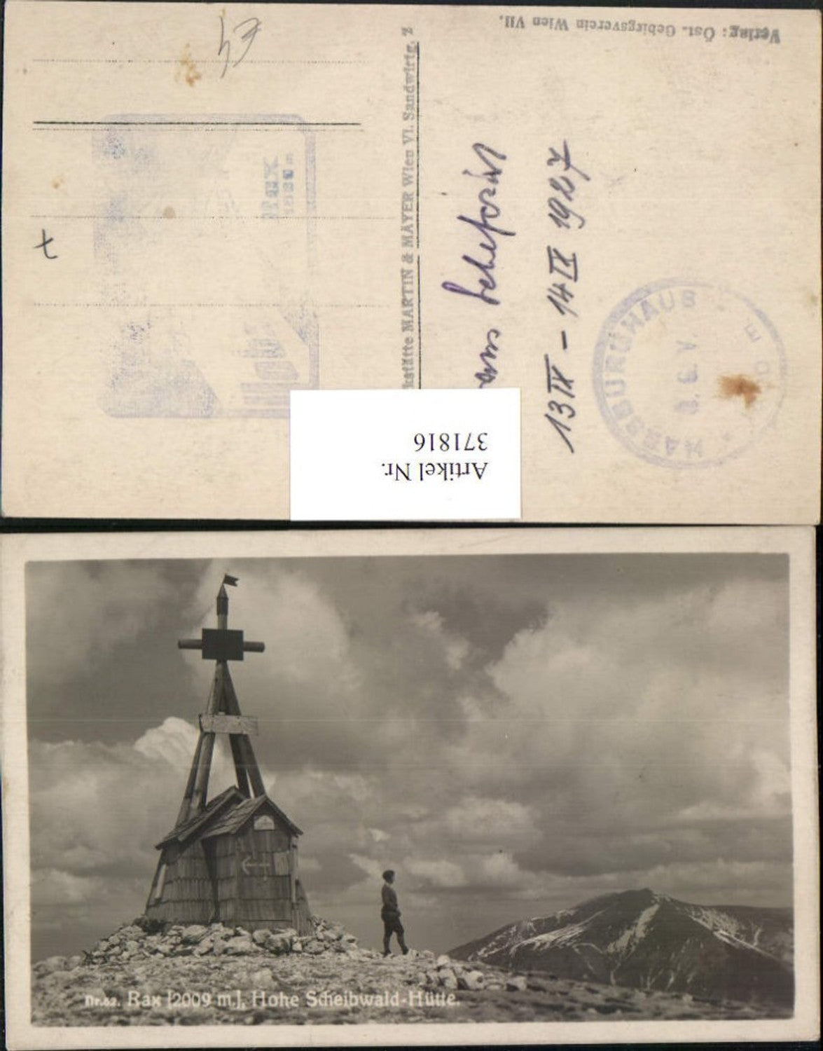 371816,Rax Hohe Scheibwald-Hütte Berghütte b. Reichenau