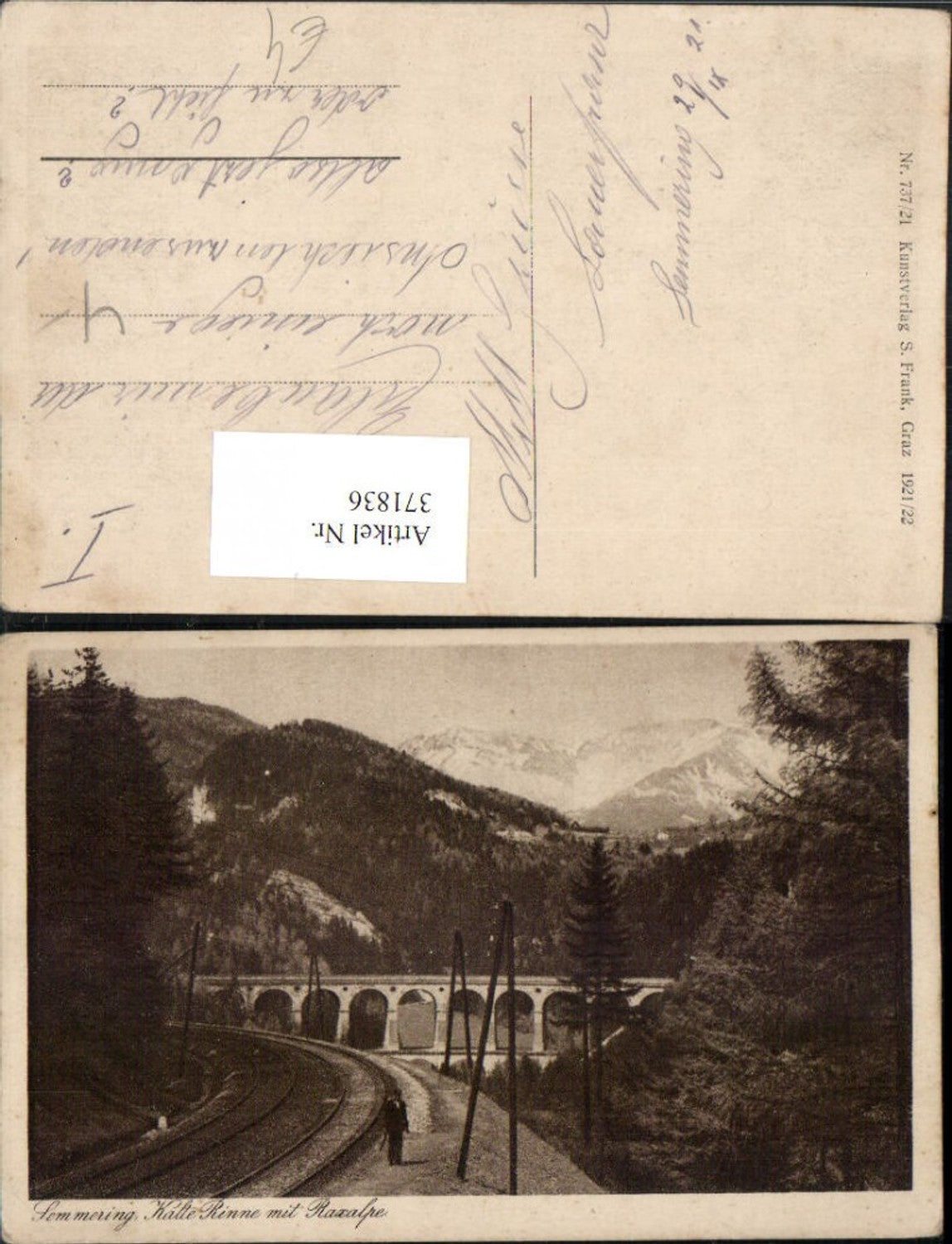 371836,Semmering Kalte Rinne Viadukt m. Raxalpe Bergkulisse