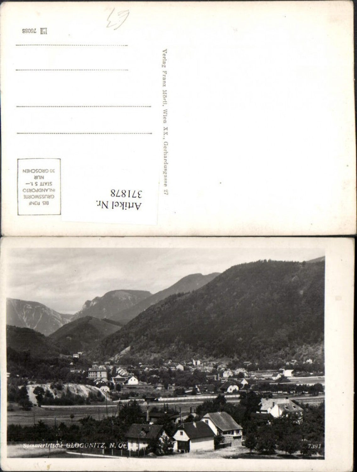 371878,Gloggnitz Teilansicht Bergkulisse