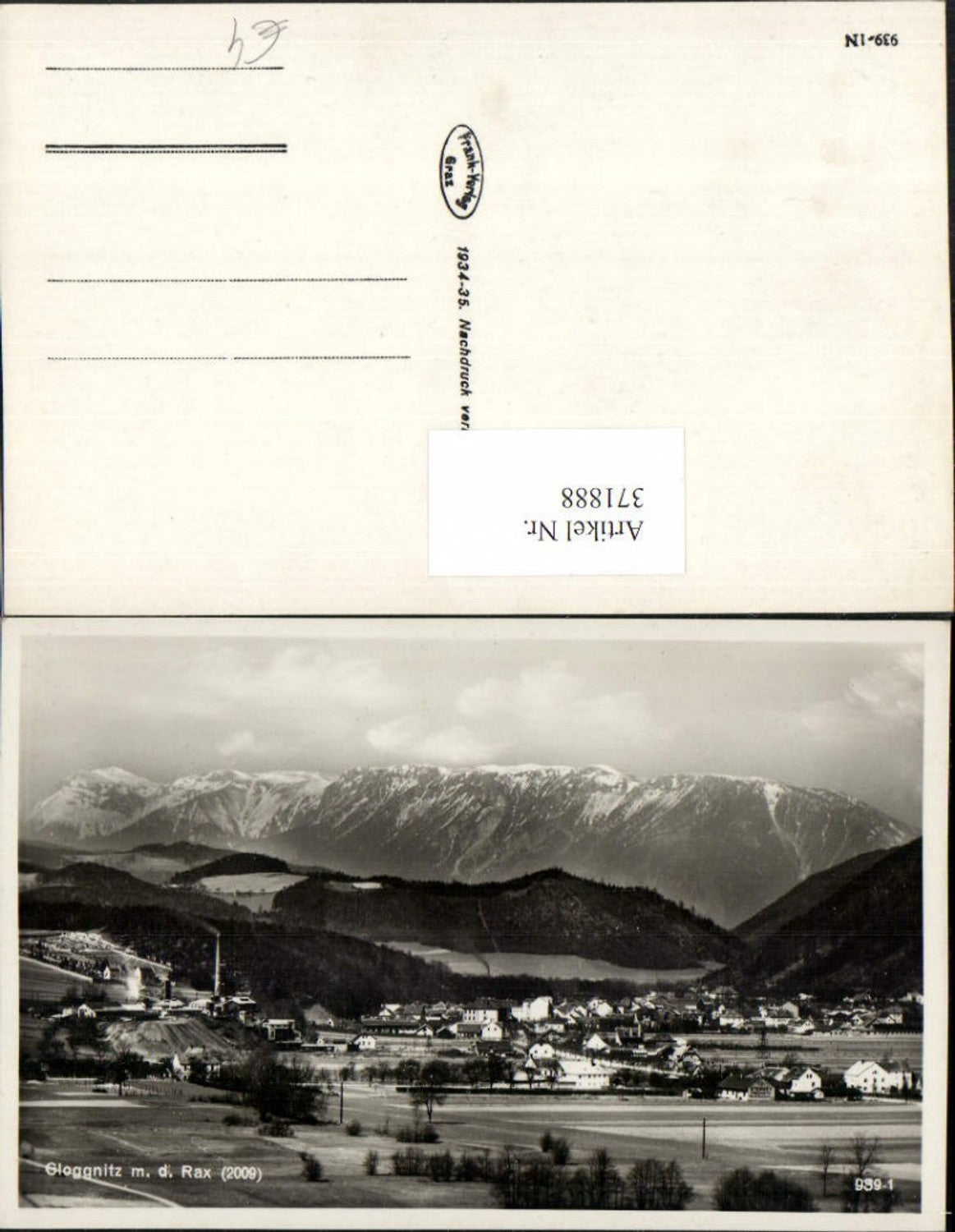 371888,Gloggnitz Totale m. d. Rax Bergkulisse