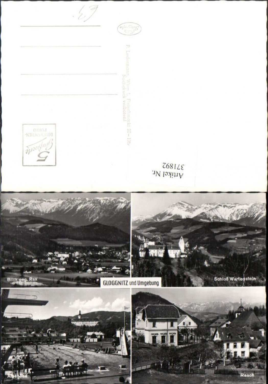 371892,Gloggnitz Totale Schloss Wartenstein Alpenbad Freibad Raach Mehrbildkarte