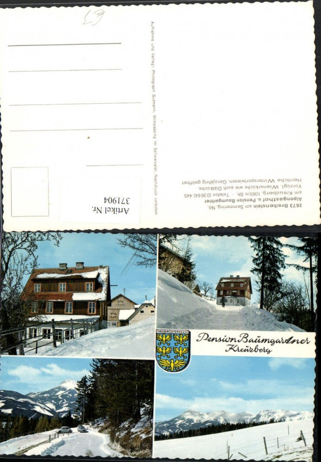 371904,Breitenstein am Semmering Alpengasthof Baumgartner am Kreuzberg Mehrbildkarte
