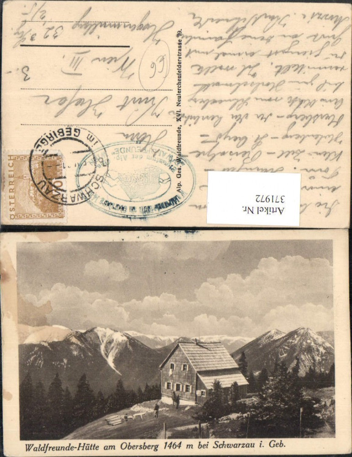371972,Waldfreunde-Hütte Berghütte am Obersberg b. Schwarzau Bergkulisse