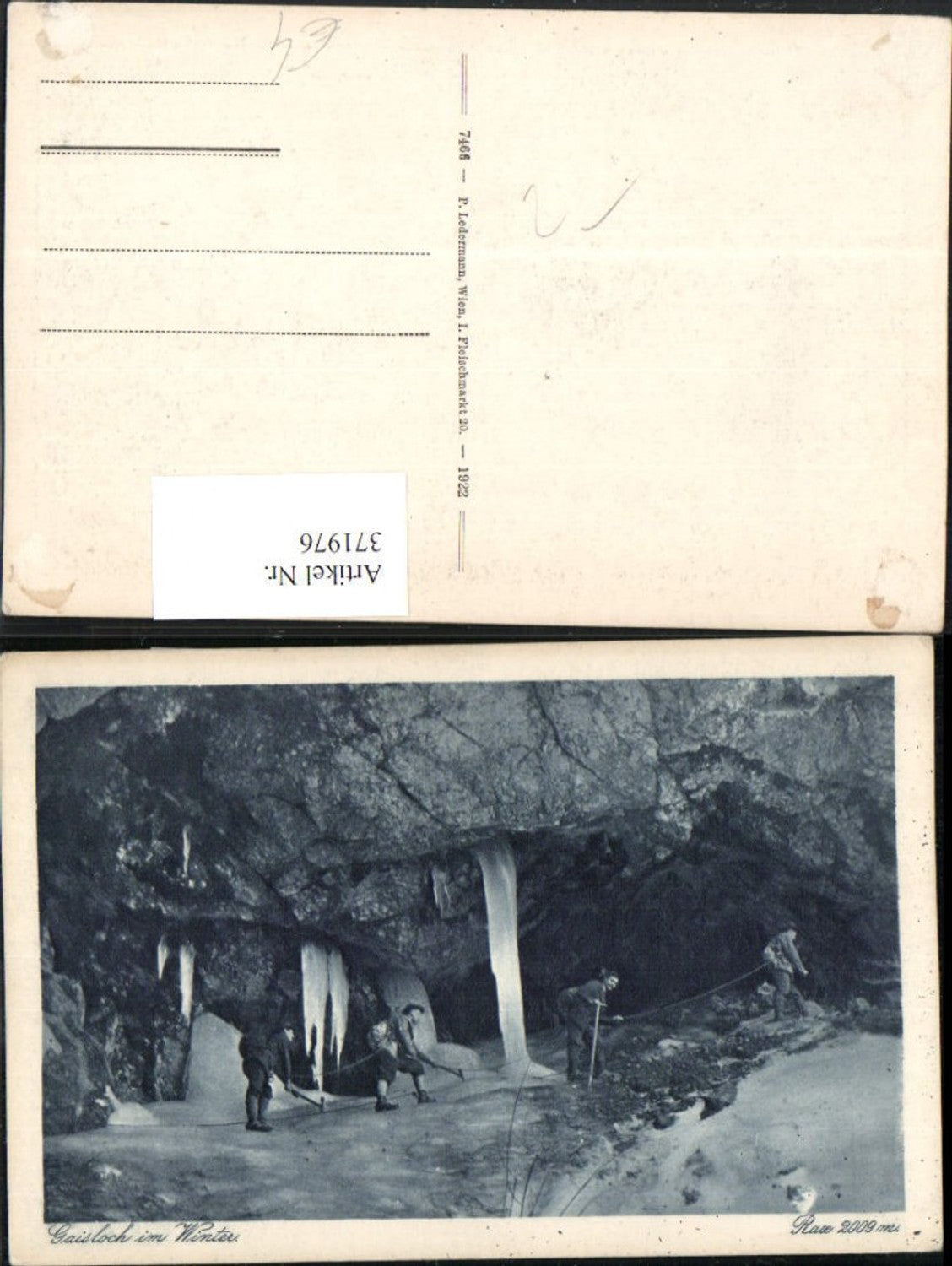 371976,Rax Gaisloch b. Reichenau Bergsteiger Eiszapfen Winterbild