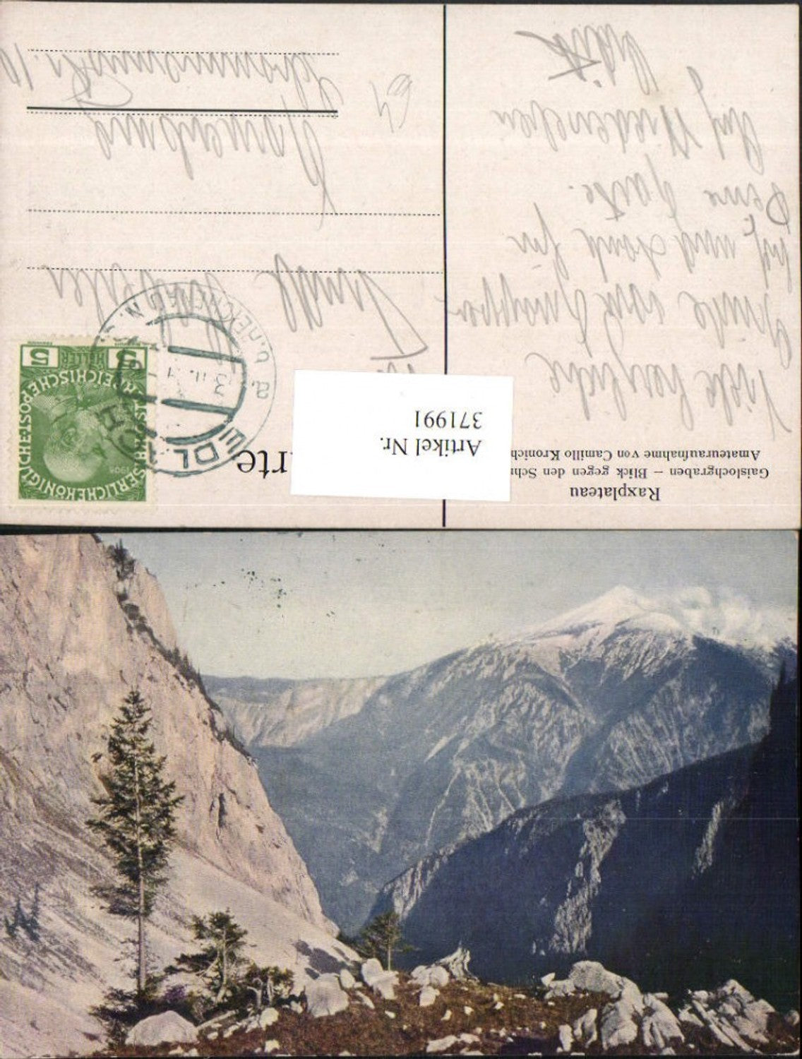 371991,Raxplateau Gaislochgraben geg. Schneeberg b. Reichenau Bergkulisse