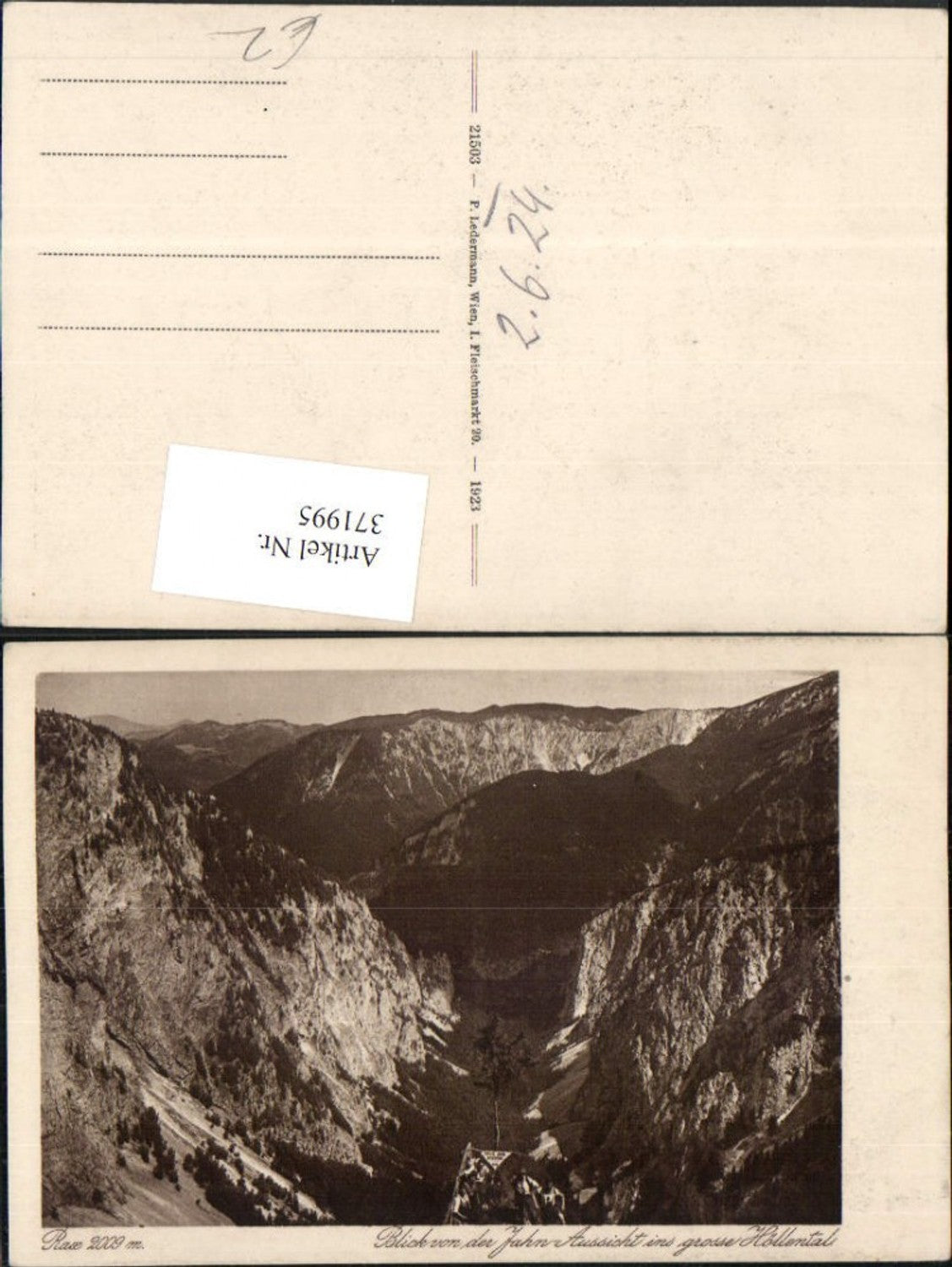 371995,Rax Blick von d. Jahn-Aussicht ins Höllental b. Schwarzau Reichenau Bergkulisse