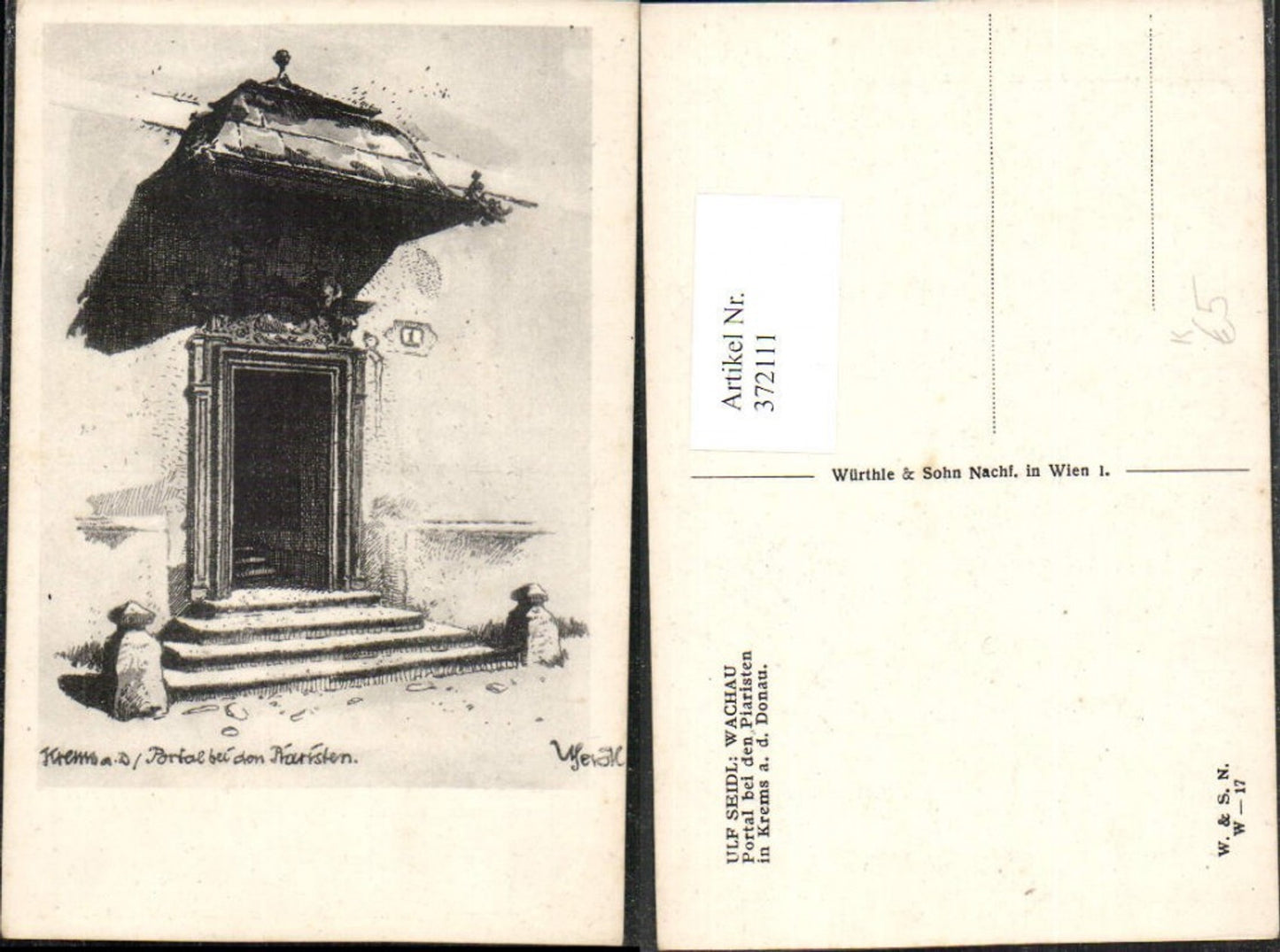 372111,Künstler AK Ulf Seidl Krems an d. Donau Portal bei den Piaristen